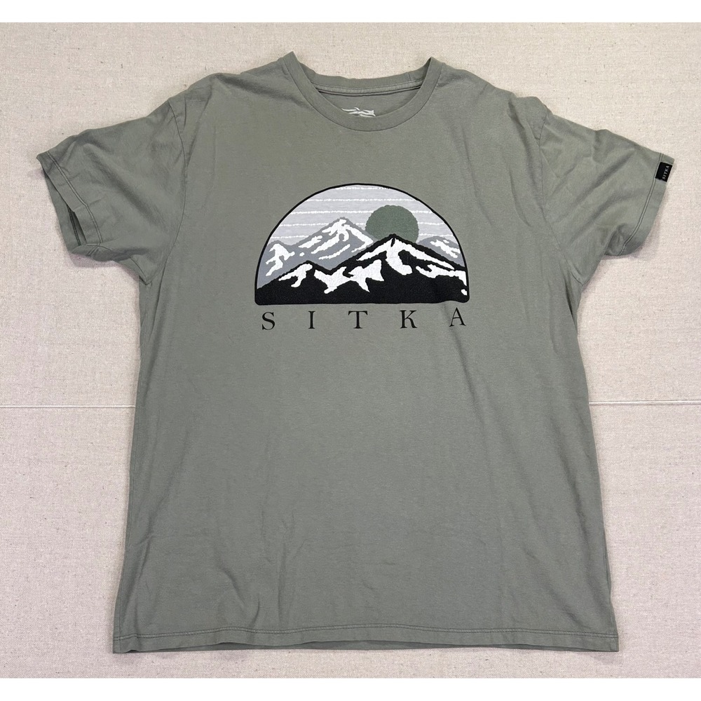 Sitka Gear Mens Large Mountain Graphic T-Shirt Organic Cotton Sage Green